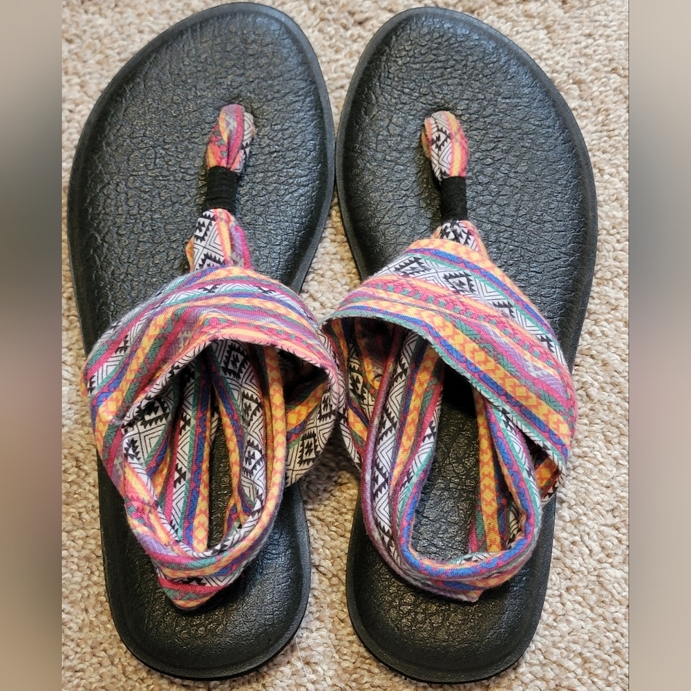 Like New Sz 8 Sanuk Tribal Print Yoga Sling Sandals